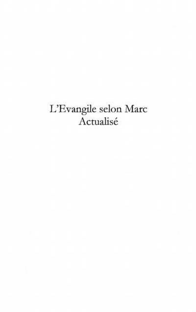 Evangile selon marc actualise