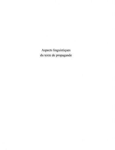 Aspects linguistiques du textede propag