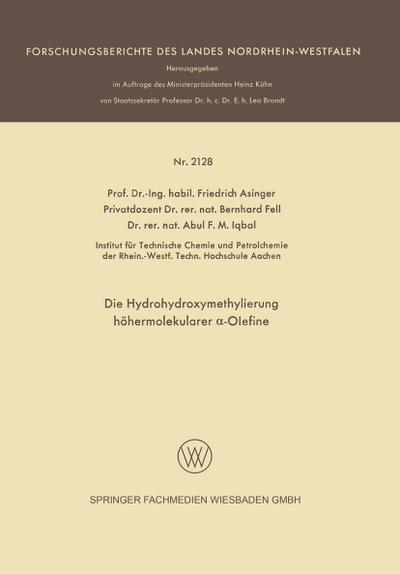 Die Hydrohydroxymethylierung höhermolekularer a-Olefine