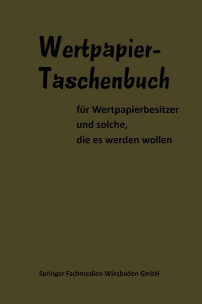 Wertpapier Taschenbuch