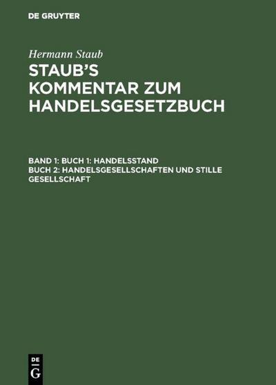 Buch 1: Handelsstand, Buch 2: Handelsgesellschaften und stille Gesellschaft