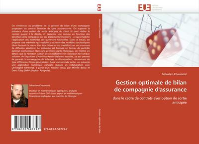 Gestion optimale de bilan de compagnie d’assurance
