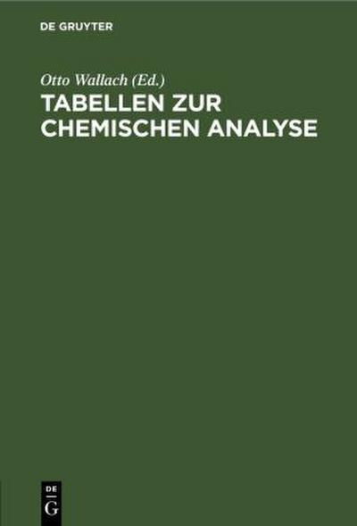 Tabellen zur chemischen Analyse
