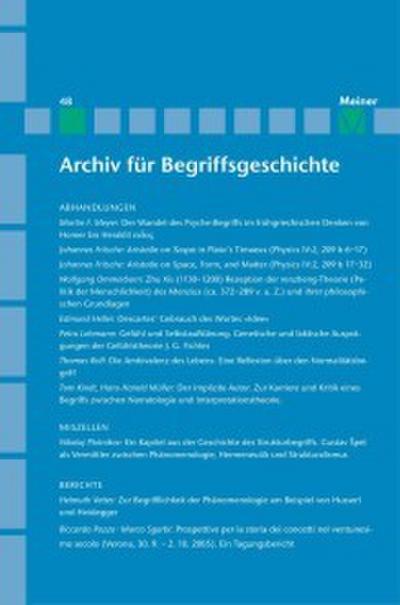 Archiv für Begriffsgeschichte / Archiv für Begriffsgeschichte. Band 48