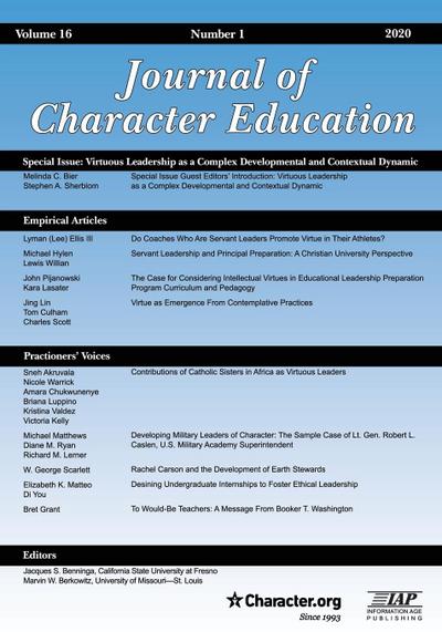Journal of Character Education Volume 16 Number 1 2020