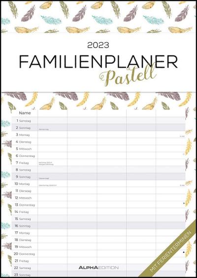 Familienplaner Pastell 2023 - Familienkalender A3