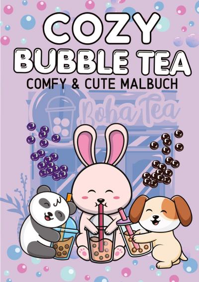 Cozy Malbuch Bubble Tea -  Süßes Malbuch Cute und Chill Kawaii Tiere Anti-Stress Ausmalbilder