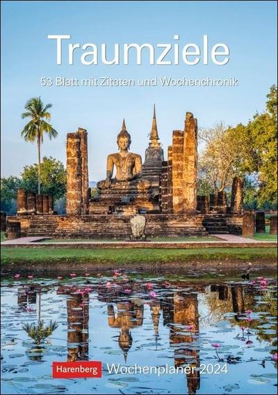 Traumziele 2024 Wochenplaner. Foto-Wandkalender zum Eintragen mit Urlaubsfeeling. Die schönsten Reiseziele in einem Kalender mit Wochenkalendarium