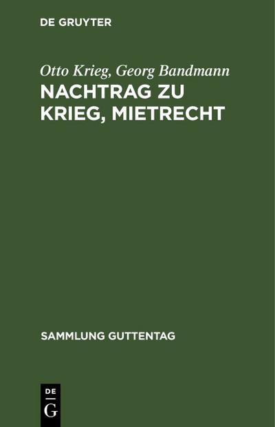 Nachtrag zu Krieg, Mietrecht