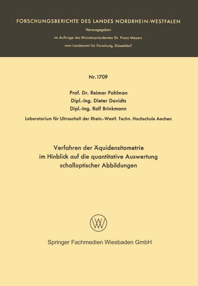 Verfahren der Äquidensitometrie im Hinblick auf die quantitative Auswertung schalloptischer Abbildungen