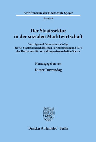 Der Staatssektor in der sozialen Marktwirtschaft.