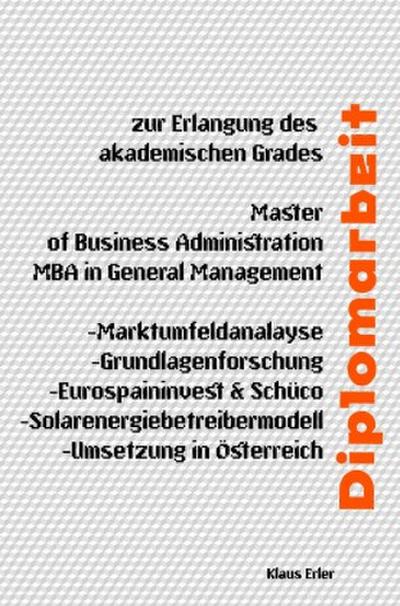 Diplomarbeit - Solarenergiebetreibermodell-Umsetzung in Österreich