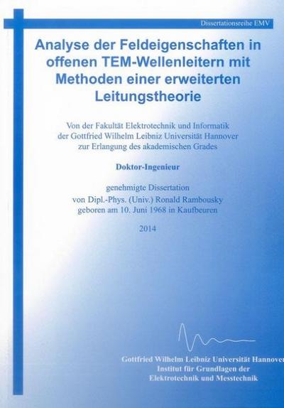 Analyse der Feldeigenschaften in offenen TEM-Wellenleitern mit Methoden einer erweiterten Leitungstheorie