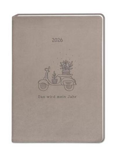 Terminplaner Lederlook 2026 Taupe