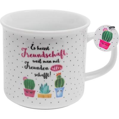 Die Geschenkewelt 46161 Kaffee-Tasse mit Spruch Es heisst Freundschaft, mit Geschenk-Anhänger, Porzellan, 40 cl
