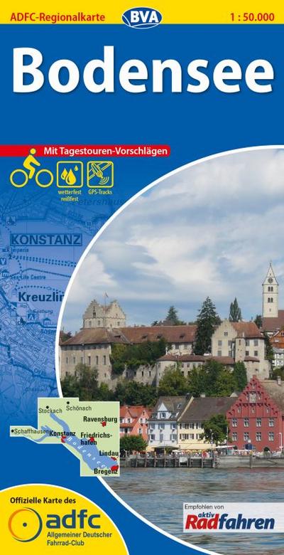 ADFC-Regionalkarte Bodensee mit Tagestouren-Vorschlägen, 1:50.000, reiß- und wetterfest, GPS-Tracks Download (ADFC-Regionalkarte 1:50000)