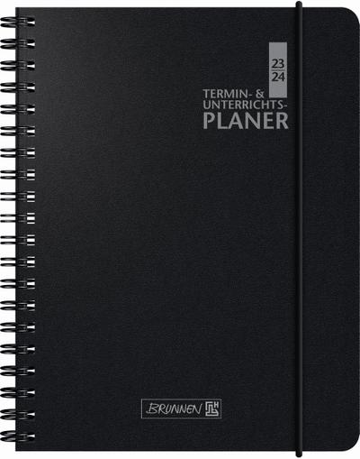 BRUNNEN 1075961904 Wochenkalender Lehrerkalender Termin- & Unterrichtsplaner 2023/2024 Lehrer-Sortiment 2 Seiten = 1 Woche Überformat A5: 17 x 24 cm Baladek-Einband schwarz