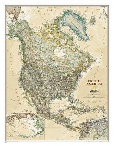 National Geographic North America Wall Map - Executive (23.5 X 30.25 In)