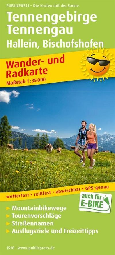 Tennengebirge, Tennengau, Hallein - Bischofshofen: Wander- und Radkarte mit Ausflugszielen & Freizeittipps, wetterfest, reißfest, abwischbar, GPS-genau. 1:35000 (Wander- und Radkarte / WuRK)
