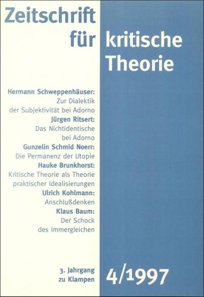 Zeitschrift für kritische Theorie / Zeitschrift für kritische Theorie, Heft 4