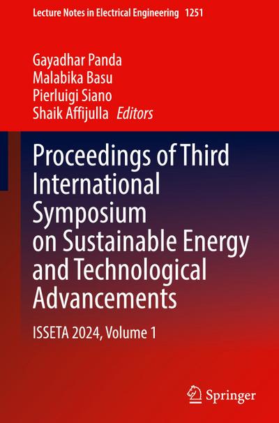 Proceedings of Third International Symposium on Sustainable Energy and Technological Advancements