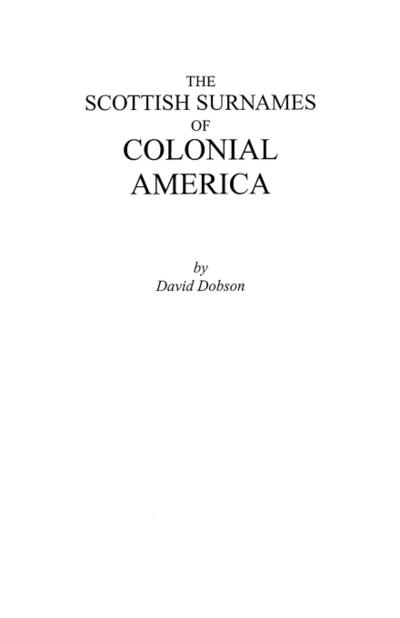 Scottish Surnames of Colonial America