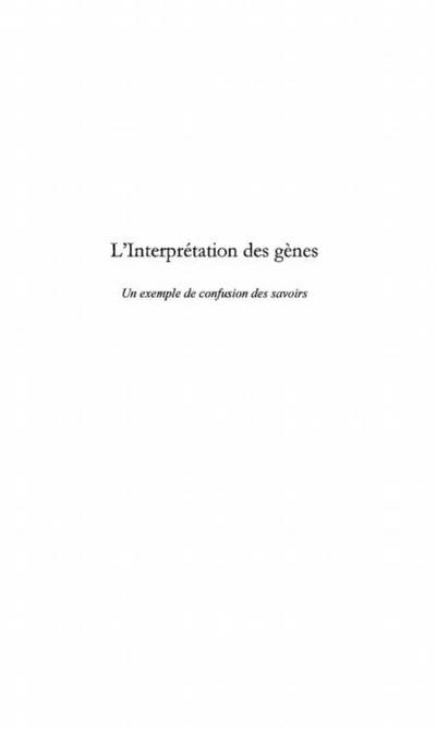 INTERPRETATION DES GENES
