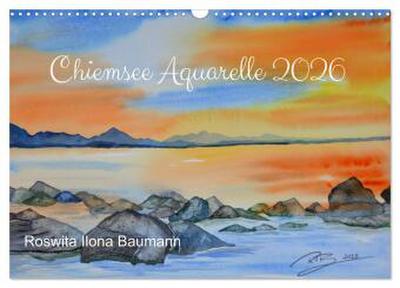 Chiemsee Aquarelle (Wandkalender 2026 DIN A3 quer), CALVENDO Monatskalender