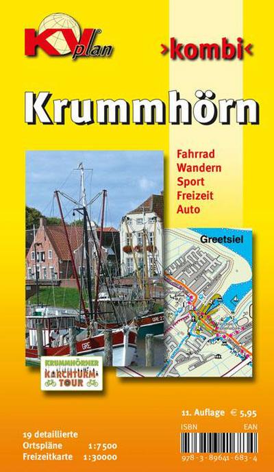 Krummhörn & Greetsiel (mit 19 Detailkarten), KVplan, Radkarte/Freizeitkarte/Stadtplan, 1:30.000 / 1:7.500