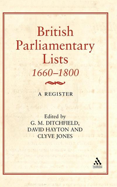 British Parliamentary Lists, 1660-1880