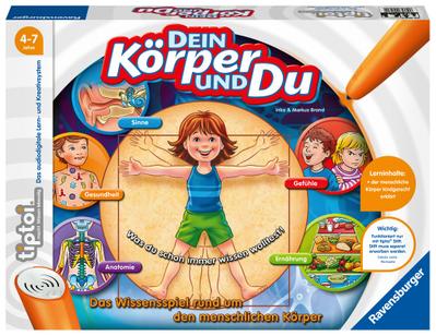 Ravensburger tiptoi Spiel 00560 Dein Körper und Du - Lernspiel ab 4 Jahren für 1-4 Spieler, das Wissensspiel rund um den menschlichen Körper