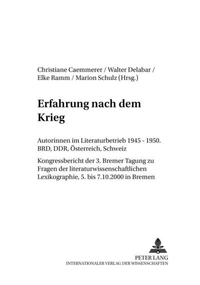 Erfahrung nach dem Krieg