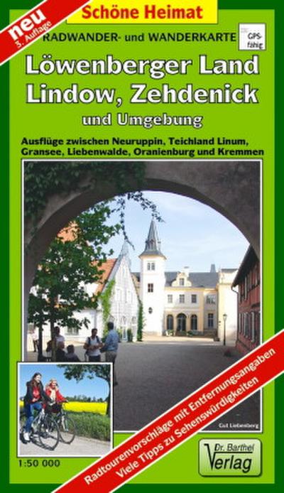 Radwander- und Wanderkarte Löwenberger Land, Lindow, Zehdenick und Umgebung