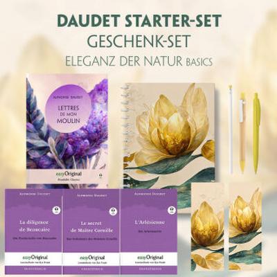 Alphonse Daudet Starter-Paket Geschenkset - 4 Bücher (mit Audio-Online) + Eleganz der Natur Schreibset Basics, m. 4 Beilage, m. 4 Buch