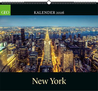 GEO - New York 2026 - Wandkalender 50x45 cm, Poster-Kalender mit Stadtfotografie, 12 Monatsblätter & Spiralbindung für New-York- und Architektur-Fans