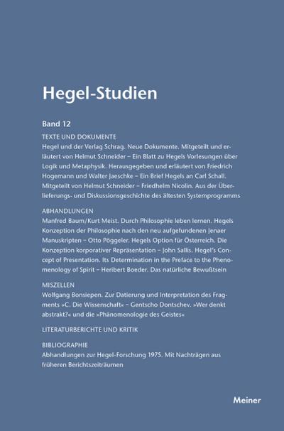 Hegel-Studien / Hegel-Studien Band 12 (1977)