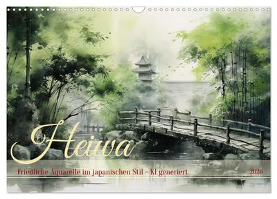Heiwa - Friedliche Aquarelle im japanischen Stil (Wandkalender 2026 DIN A3 quer), CALVENDO Monatskalender