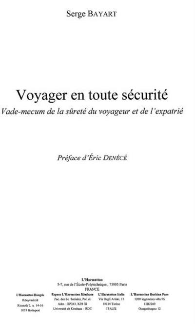 Voyager en toute securite