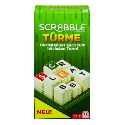 Mattel Games GCW07 Scrabble Türme Wörterspiel, Familienspiel geeignet für 2 - 4 Spieler, Spieldauer ca. 20 Minuten, ab 10 Jahren