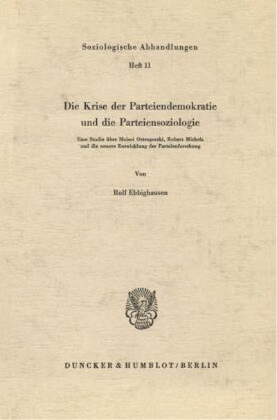 Die Krise der Parteiendemokratie und die Parteiensoziologie.
