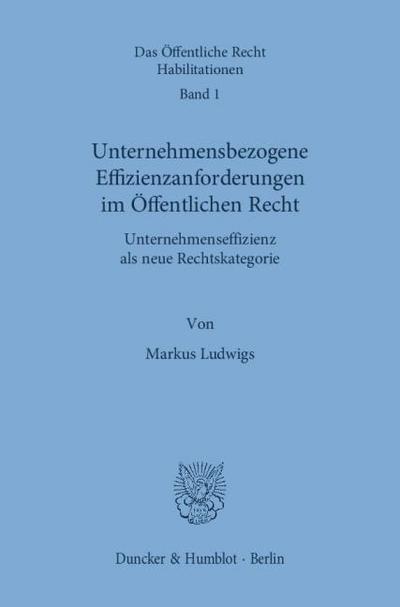 Unternehmensbezogene Effizienzanforderungen im Öffentlichen Recht.