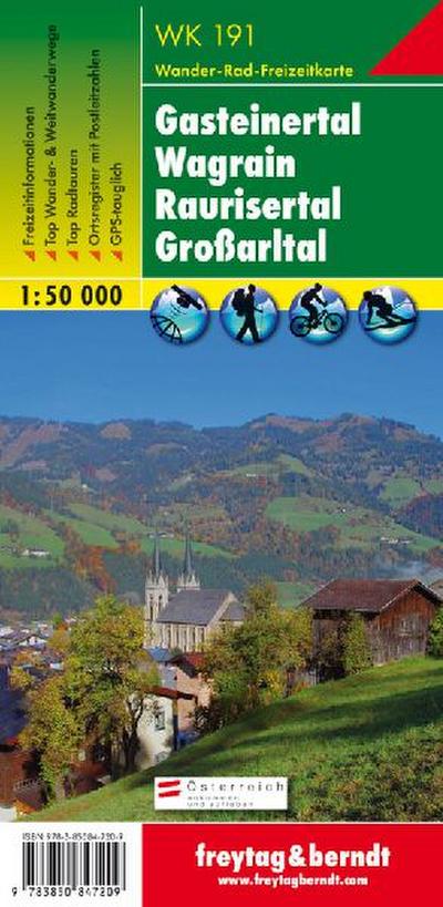 Gasteiner Tal, Wagrain, Raurisertal, Grossarltal  1 : 50 000. WK 191