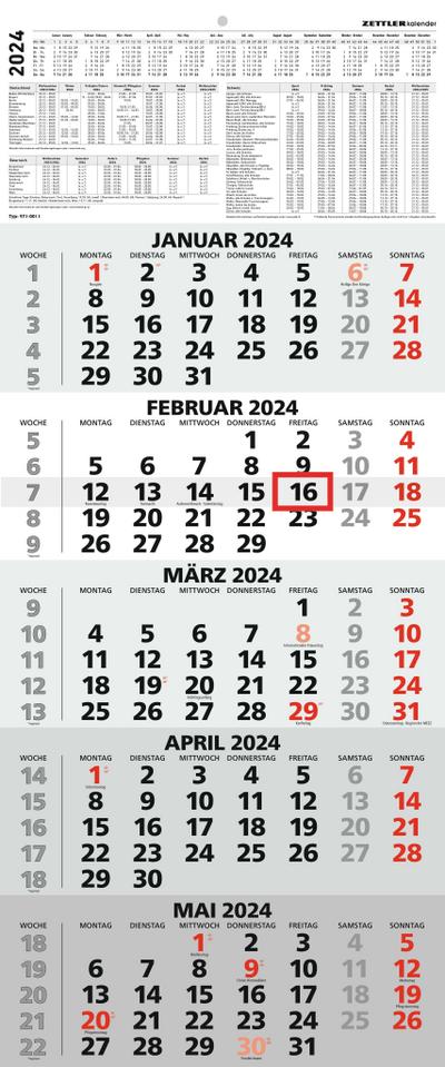 5-Monatskalender 2024 30x71,8
