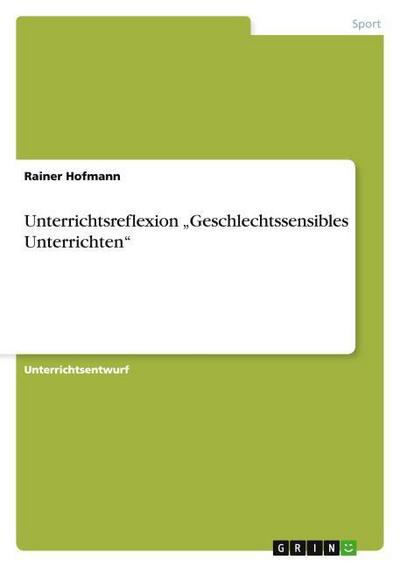 Unterrichtsreflexion Geschlechtssensibles Unterrichten