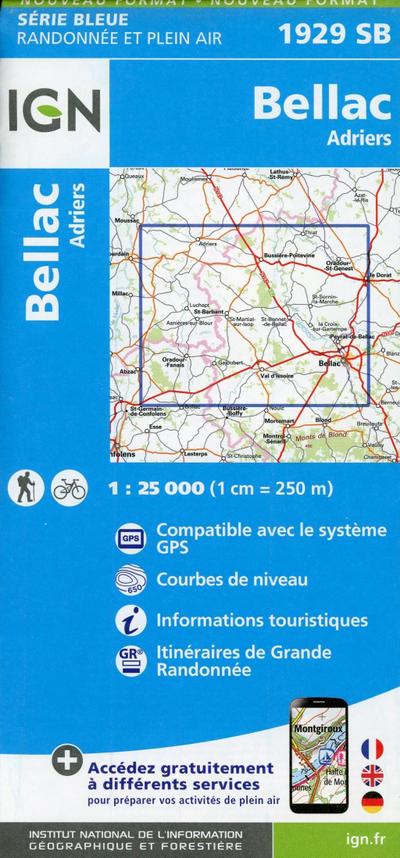 IGN Karte, Serie Bleue Bellac Adriers