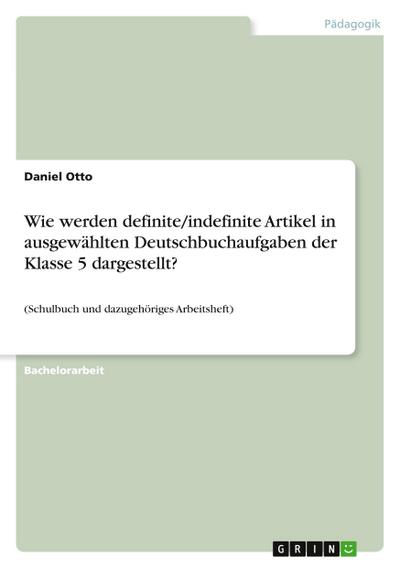 Wie werden definite/indefinite Artikel in ausgewählten Deutschbuchaufgaben der Klasse 5 dargestellt?