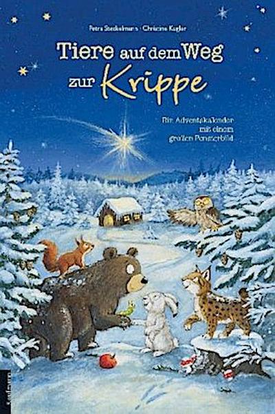 Tiere auf dem Weg zur Krippe. Ein Adventskalender mit einem großen Fensterbild
