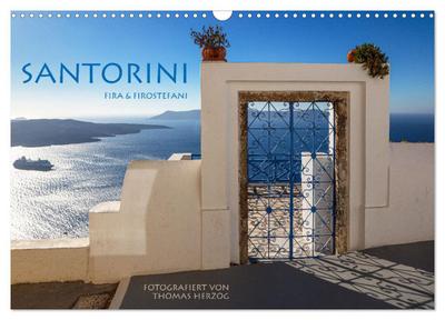 Santorini Fira & Firostefani (Wandkalender 2026 DIN A3 quer), CALVENDO Monatskalender