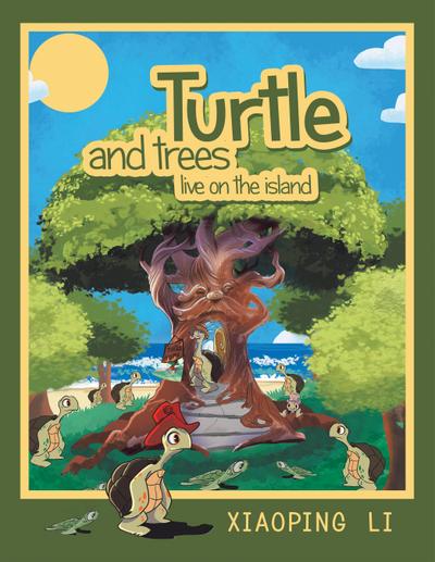 Turtle and trees live on the island
