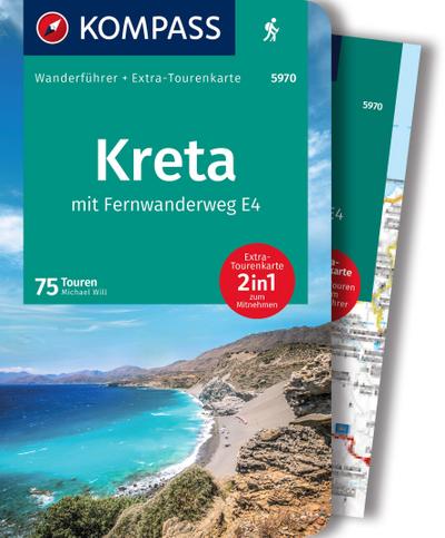 KOMPASS Wanderführer Kreta mit Weitwanderweg E4, 75 Touren mit Extra-Tourenkarte